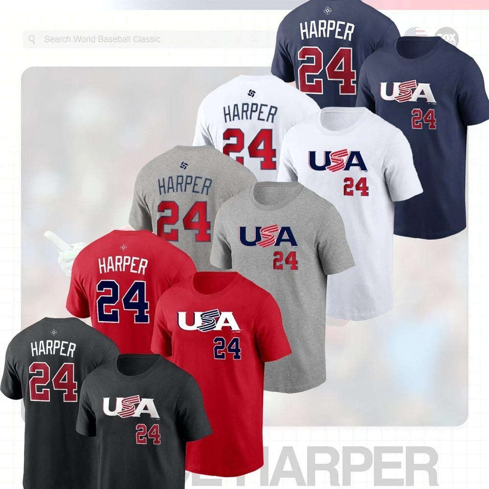 Bryce Harper #24 2026 World Baseball Classic USA Team Player Fans T Shirt S-2XL