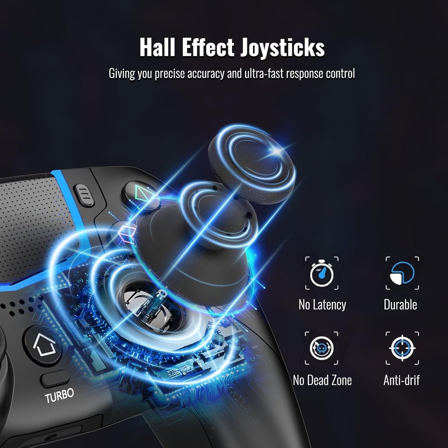Ergonomic PS5/PC Gaming Controller with Hall Effect Joysticks & Touchpad - Black