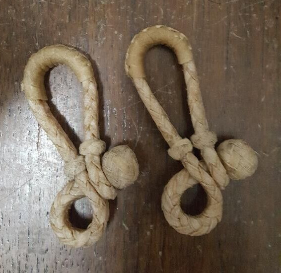 PAIR of  Rein Connector - Rawhide - 8 plait Light Color