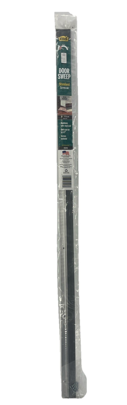 M-D Building Products Door Sweep Aluminum/Vinyl Silver 05090 36”/91.4cm. {B6}.