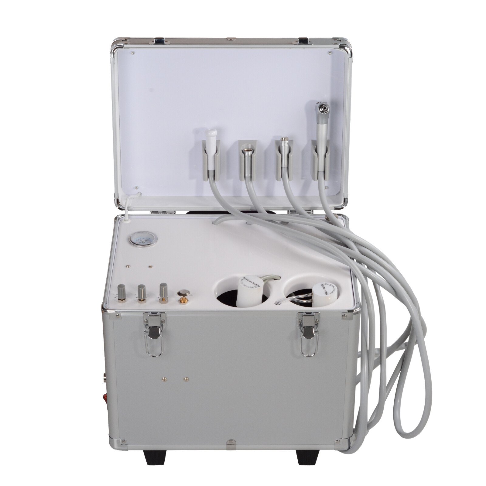 Portable Dental Unit Oiless Air Compressor Motor with 3 Way Syringe 4 Holes