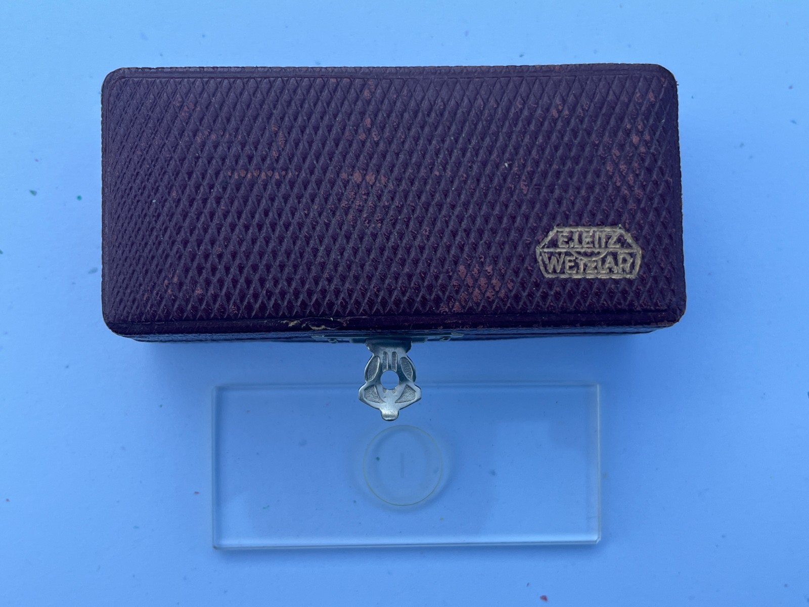 Antique Leitz Slide Micrometer With Leather Case Purple Velvet lining