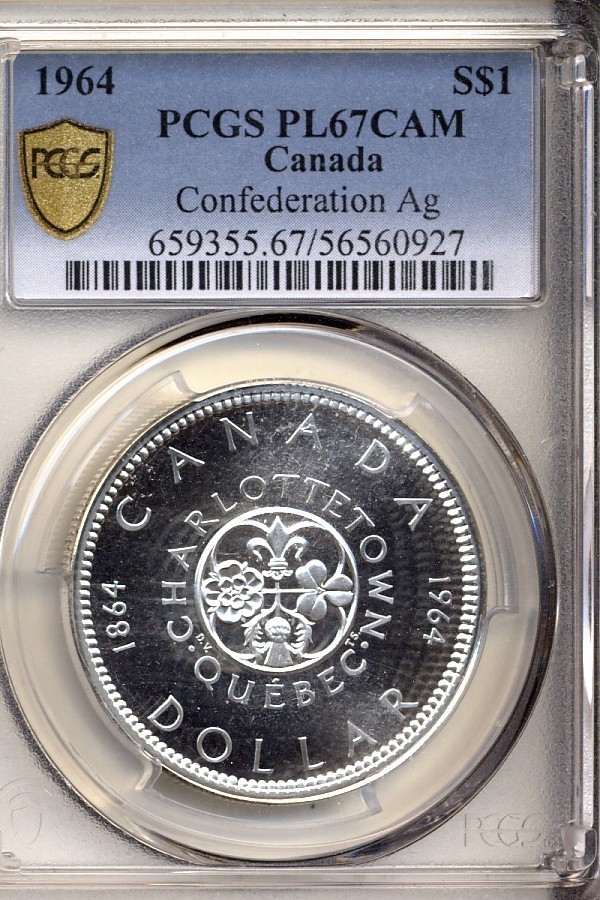 1964 Canada Silver Dollar Coin - PCGS PL67 CAM - Tied For Top Pop