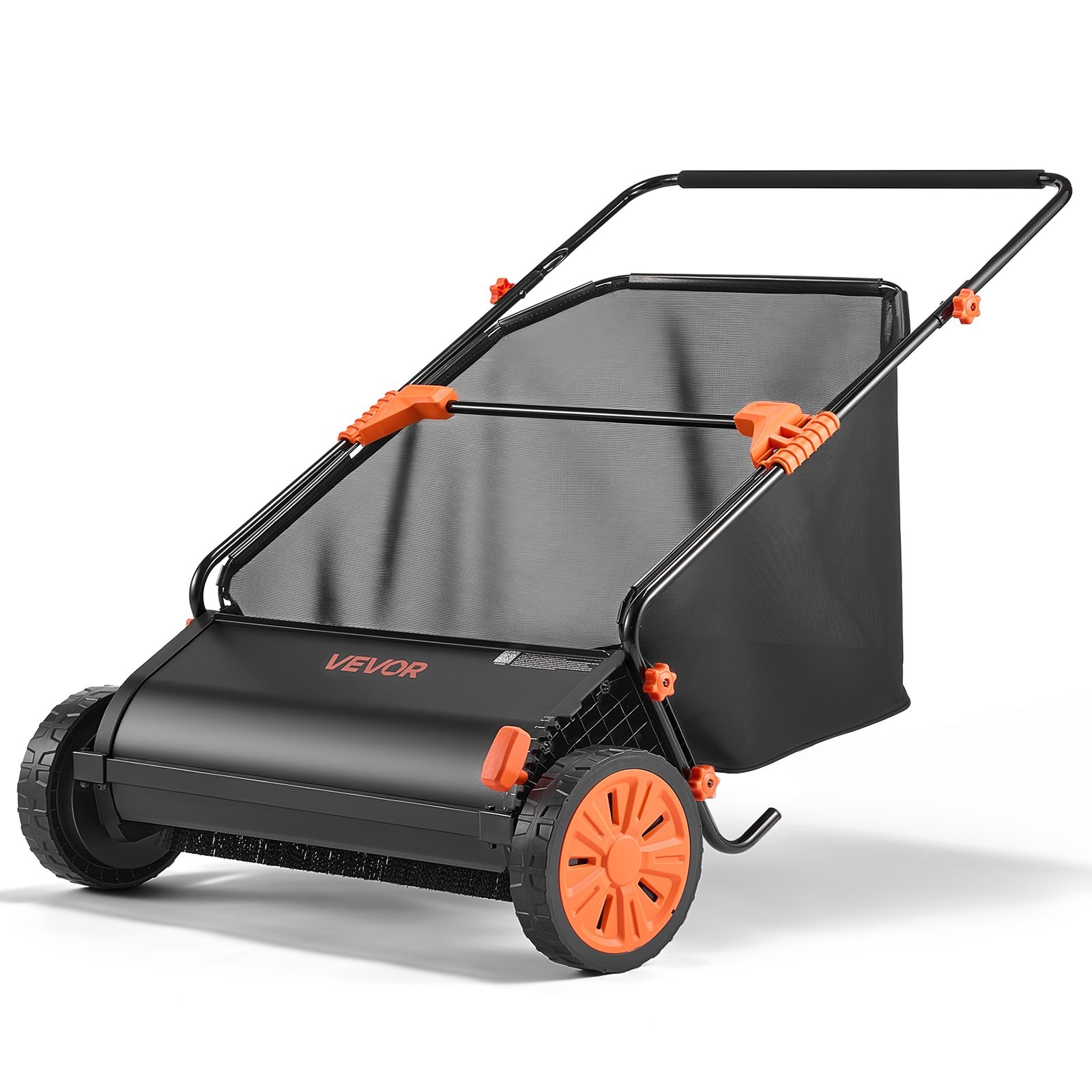 Push Lawn Sweeper, 30 in Leaf & Grass Collector with 12 cu. ft. Hopper Bag, Adju