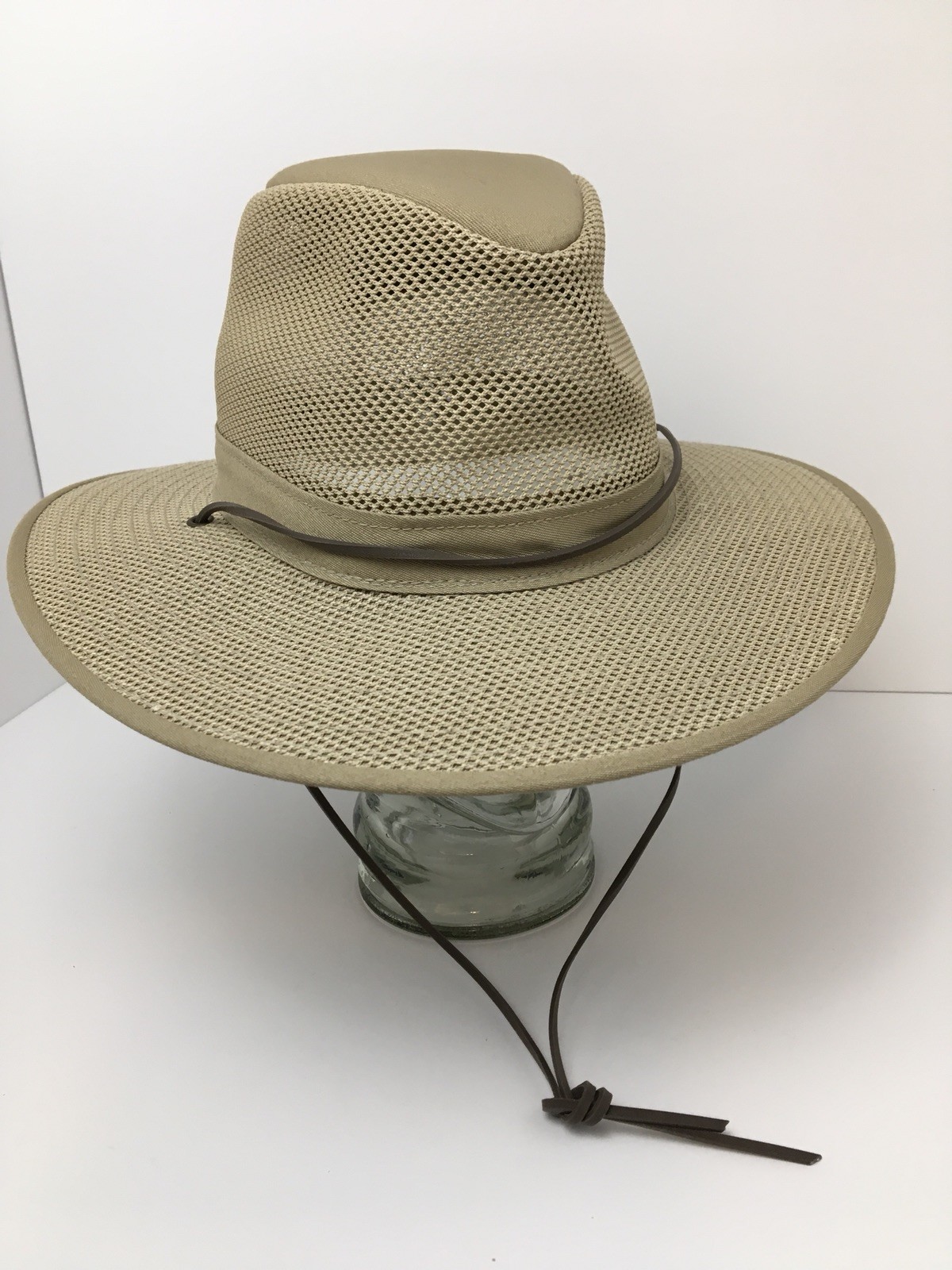 Sun Hat Henschel Packable Mesh Hike Paddle Leather Strap USA Medium Excellent