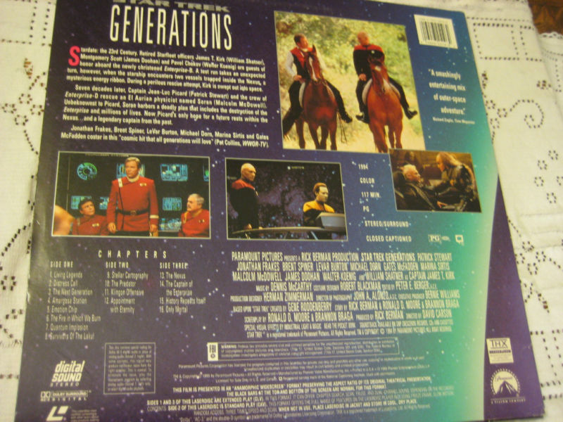 Star Trek Generations, Laser Disc, 1994 Color, 3 Sides
