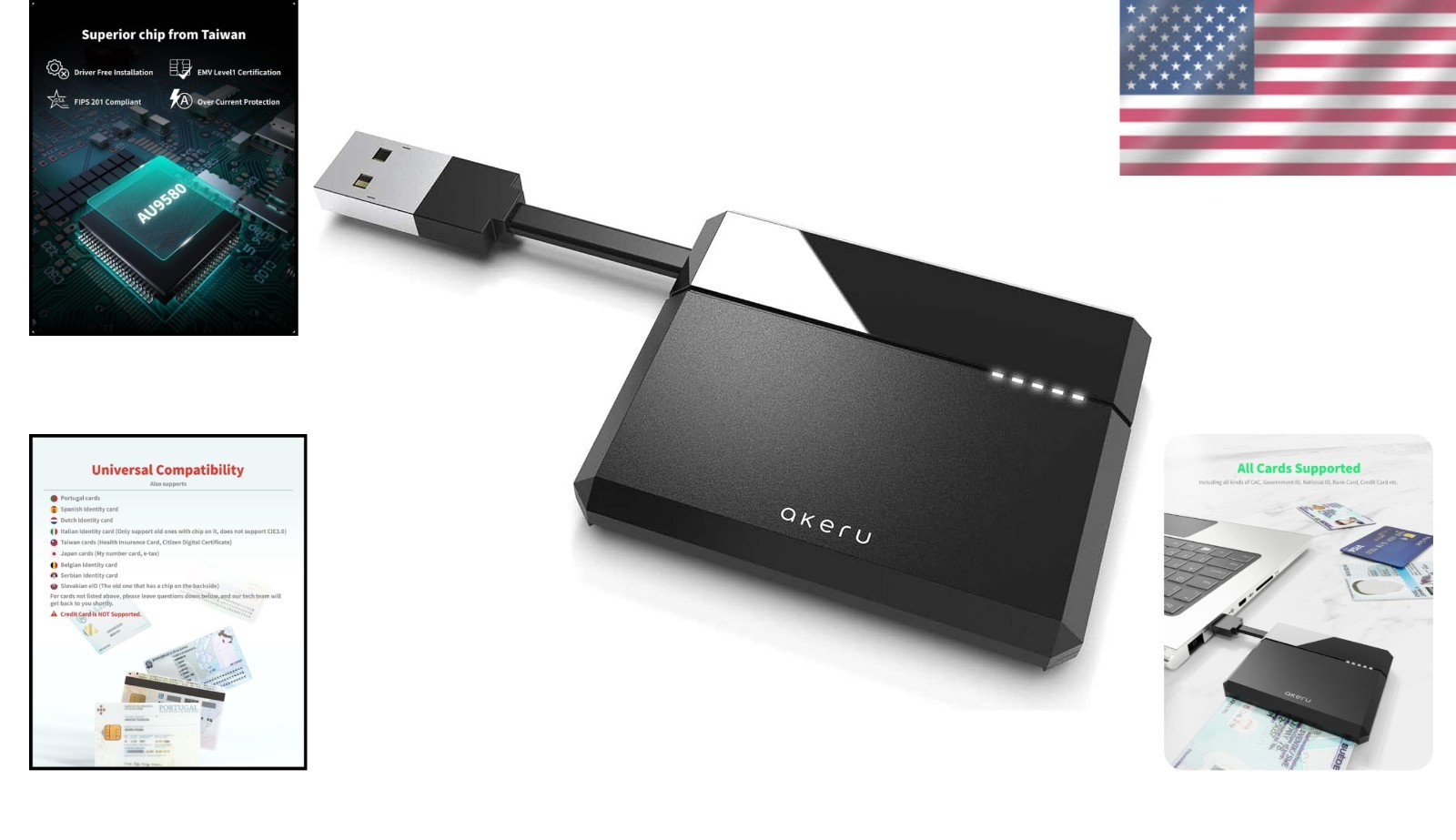 Portable CAC Card Reader: Universal Smart Card Reader for Mac & Windows