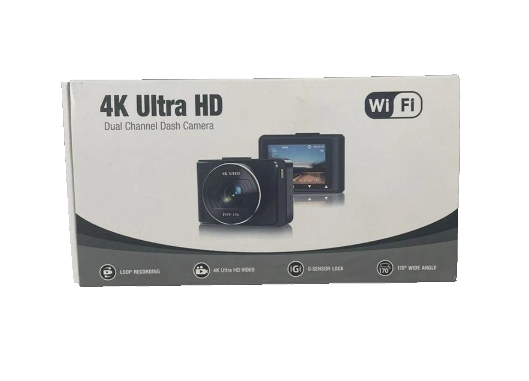 4k Ultra HD Dual Channel Dash Camera G-sensor Lock Loop Recording WiFi
