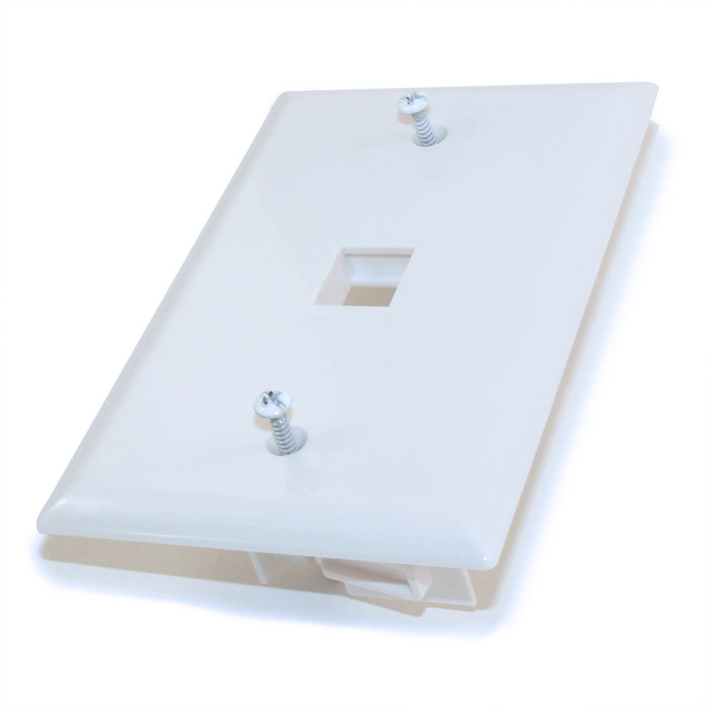 Wallplate: Keystone  1 Hole with Built-in Connector Latches  White