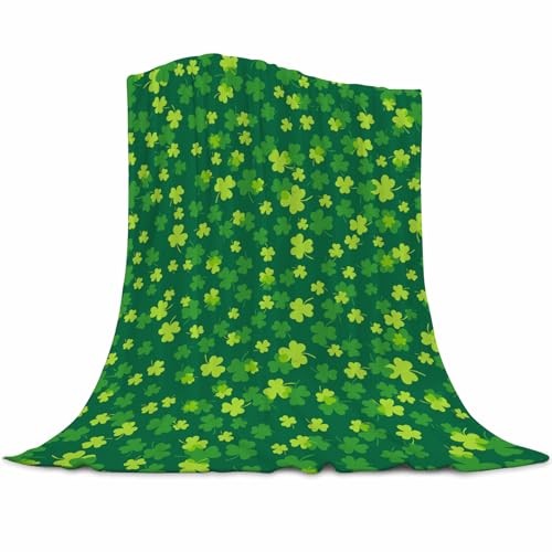 St Patricks Day Throw Blanket, Clovers and Shamrocks 50"x60" St.patrick Day-2
