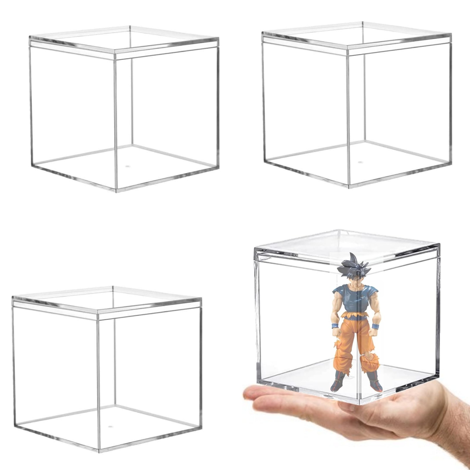 Acrylic Boxes Clear Box with Lid 4 Packs 4x4x4Inch Acrylic Decorative Boxes