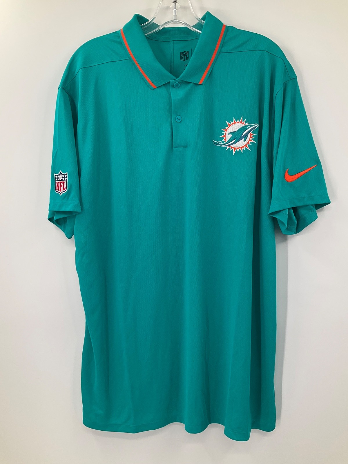 MIAMI DOLPHINS TEAM ISSUED MEN’S NIKE DRI FIT AQUA COACHES POLO BRAND NEW!