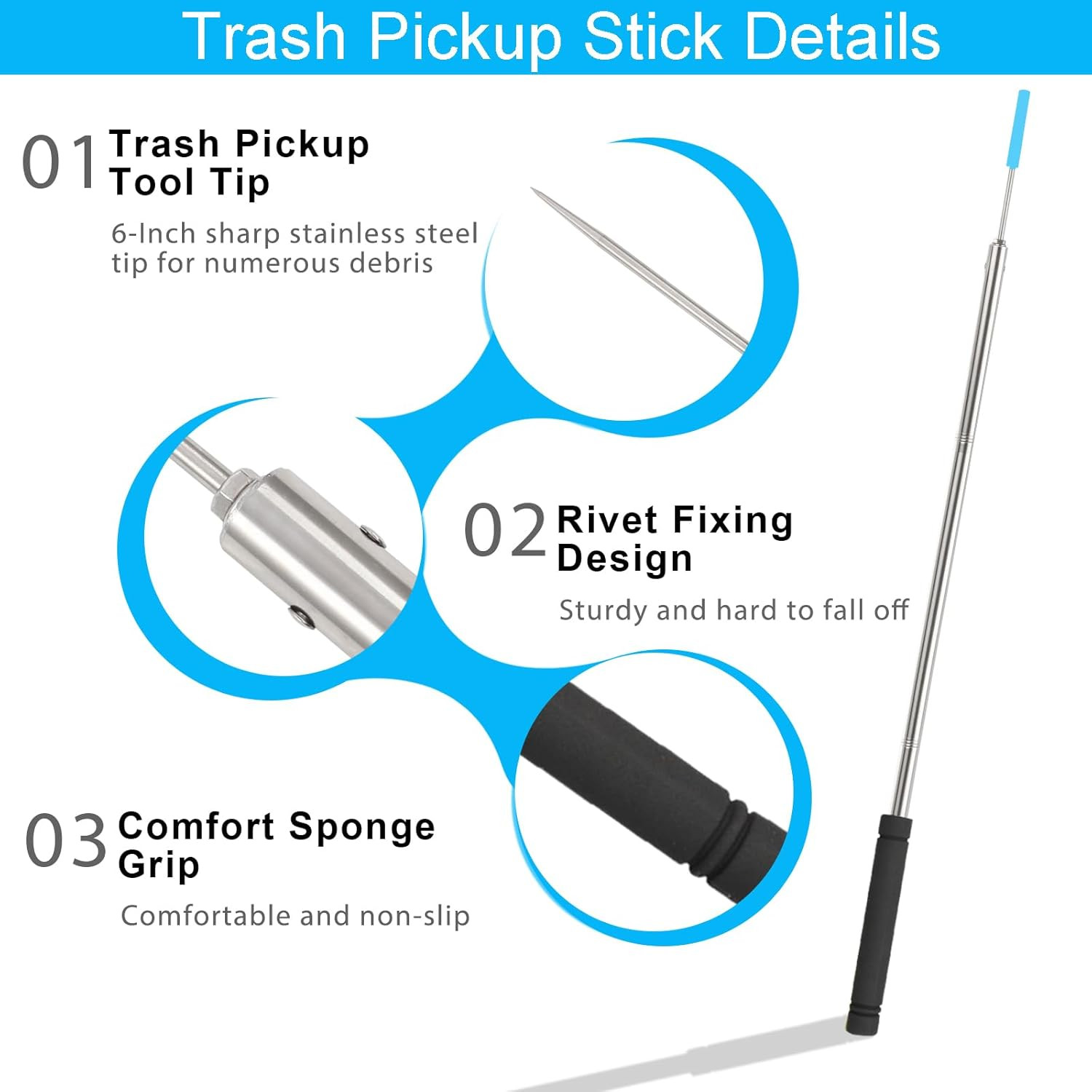 Trash Picker Upper Grabber 62inch Garbage Tool Heavy...