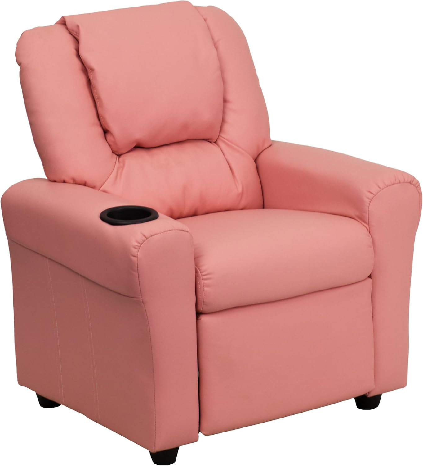 Pink Kids Recliner Chair with Cup Holder & Safety Recline, Supports 90 lbs