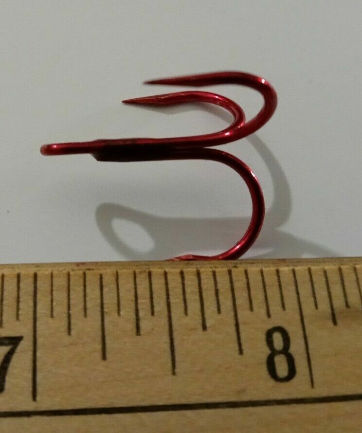 30 Eagle Claw Round bend #2 barbless Red Treble Hooks. 3X replacement hook