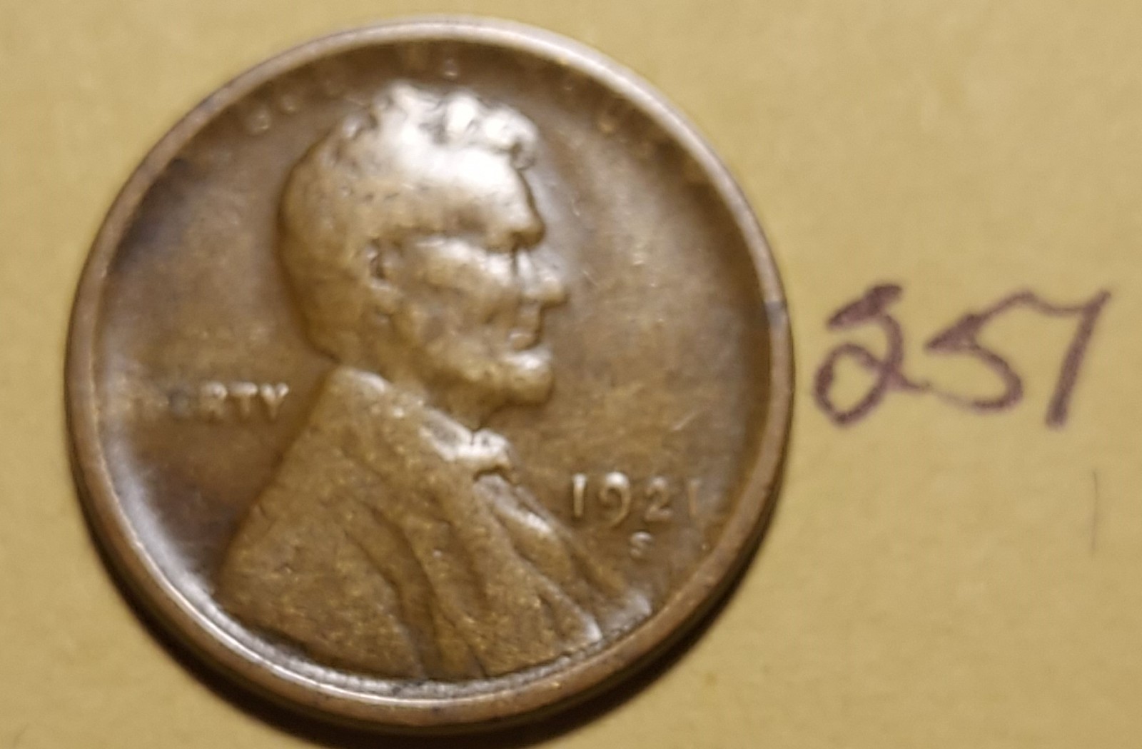 1921-S Lincoln Wheat Cent  BELOW FINE #251