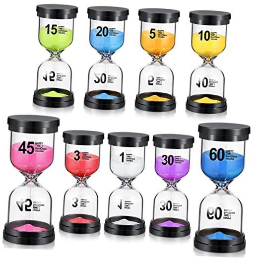 9 Pieces Sand Timer Colorful Hourglass Sand Clock Timer