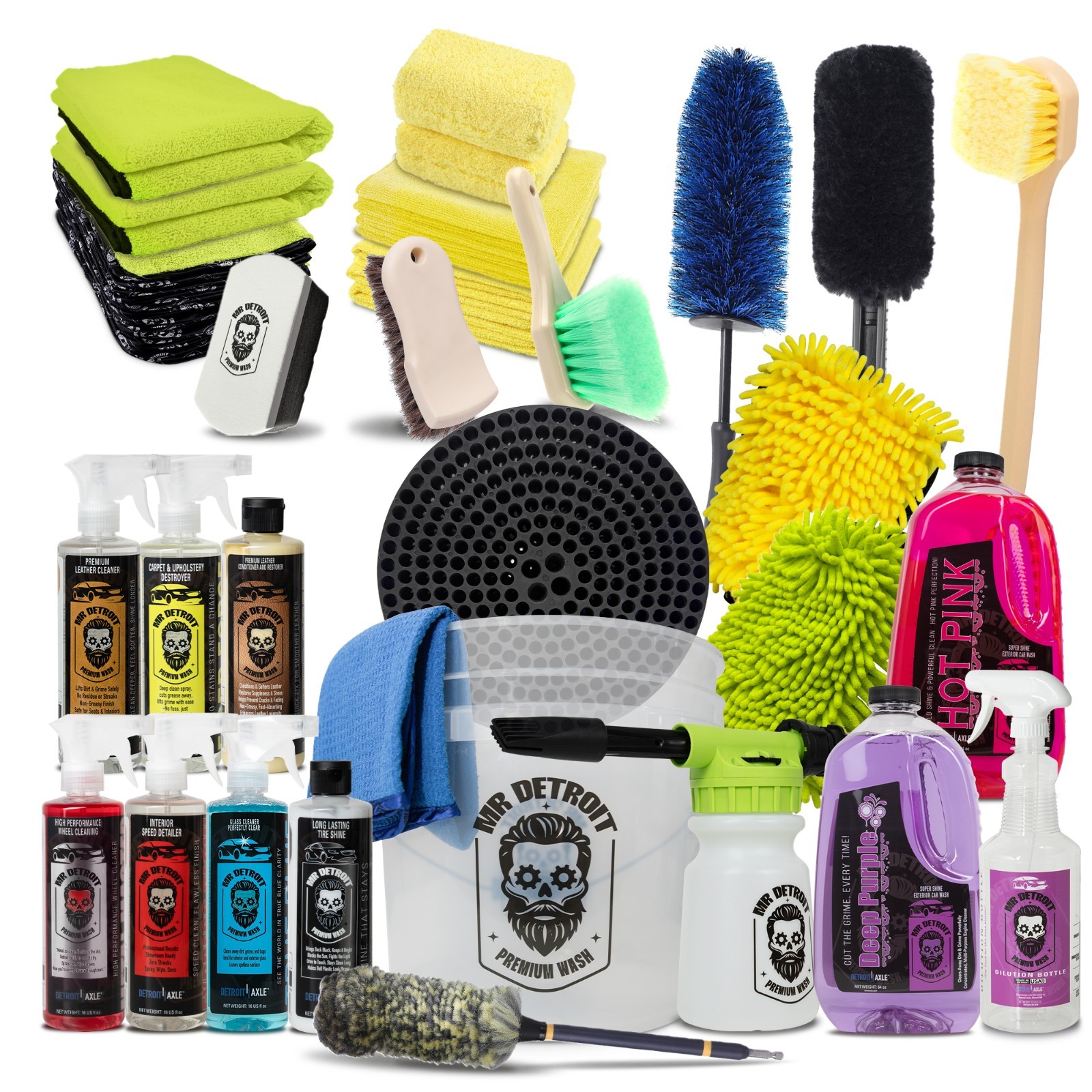 Mr. Detroit - 29pc Ultimate Car Detailing Kit - Pro Wash, Wheel & Interior Care