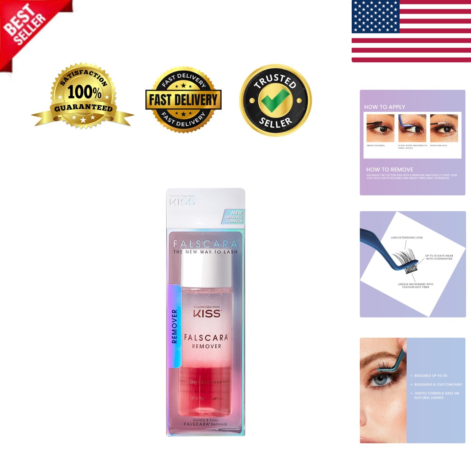 Nourishing Eyelash Extension Remover with Rosewater - Easy Eye Cleanser 2.8 Oz