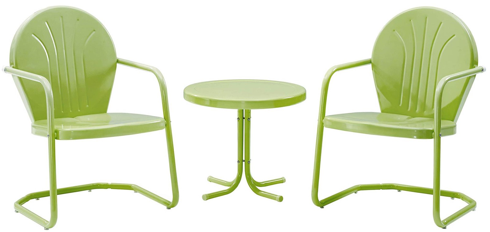 Crosley Furniture Griffith 3-Piece Outdoor Chair and Side Table Set, Retro Metal