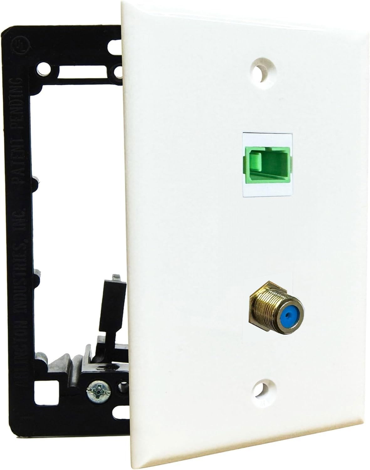 DIYTECH Fiber Optic Wall Plate, Simplex, with Gold Coax Port, Low Voltage Mou...