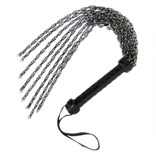 Gunmetal Chain Flogger Whip Master Series Metal Leather Slave Dub Dom Roleplay!!