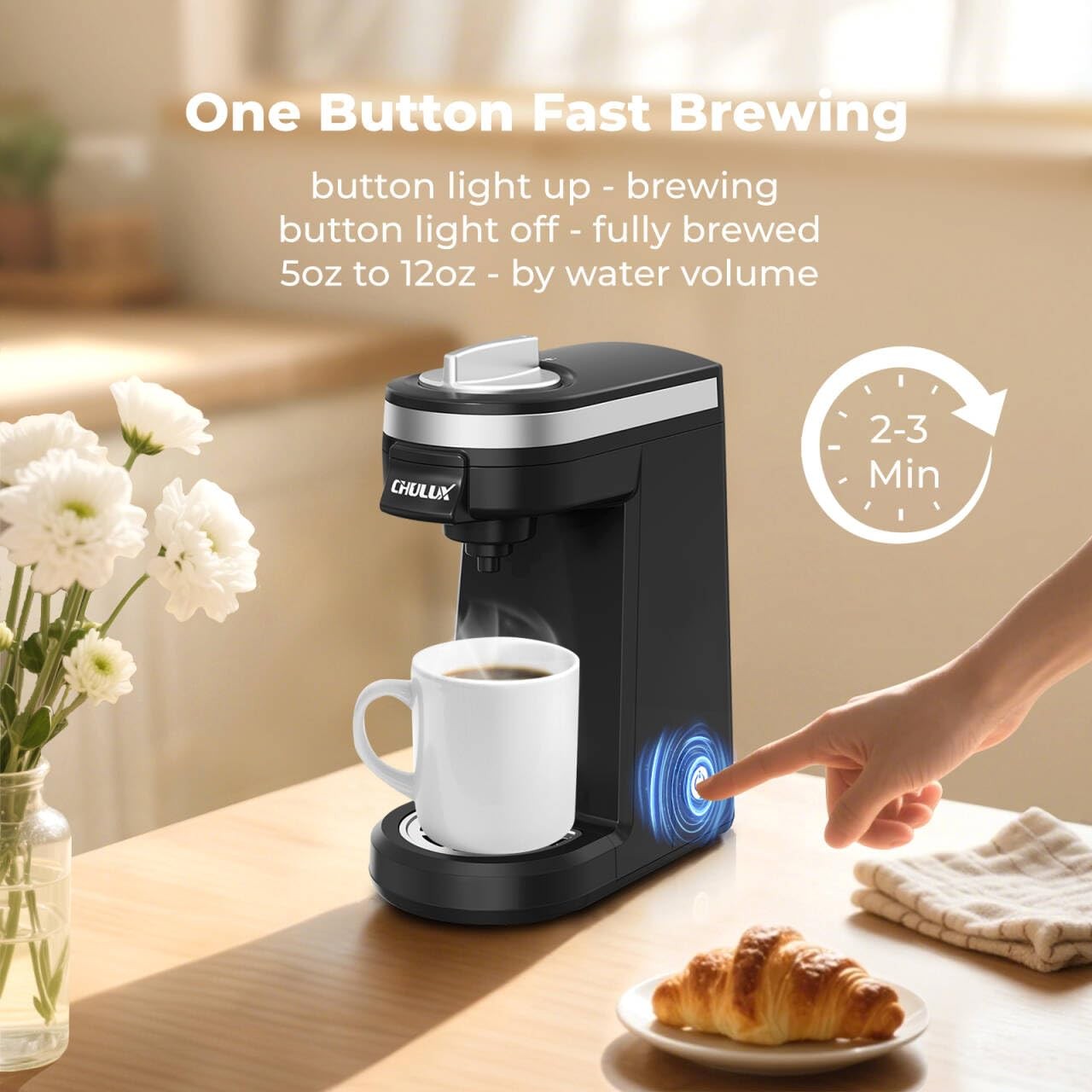 Single Serve Coffee Maker for Capsule and Ground Cup Machine Black