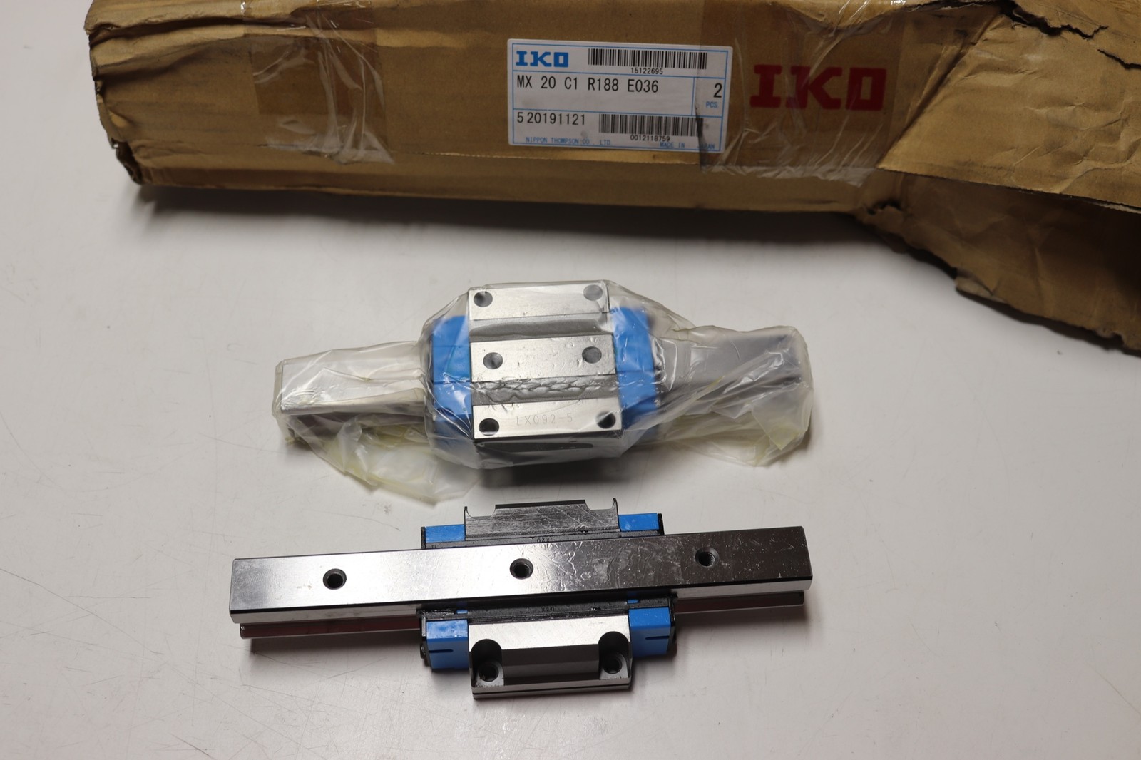 2 Pack Lot IKO Linear Roller Way Super MX 20mm Linear Motion Slides Rail Guides