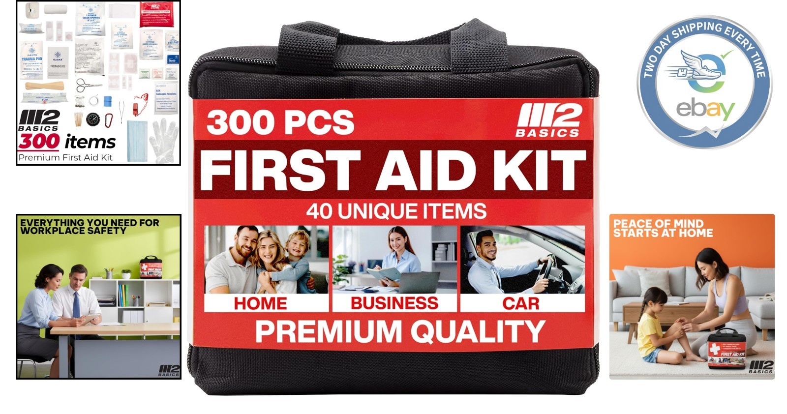 High-Quality 300-Piece First Aid Kit with Organized Compartments for Easy Access
