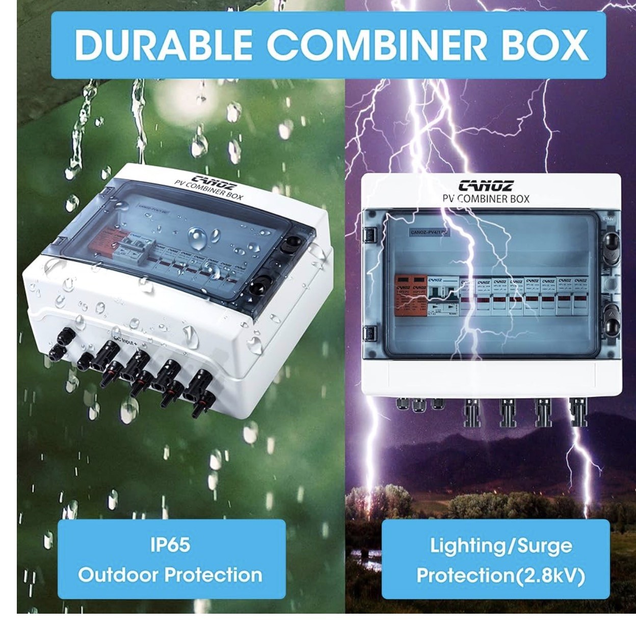 4String Solar PV Combiner Box 63A Circuit Breaker Solar Panel System Waterproof