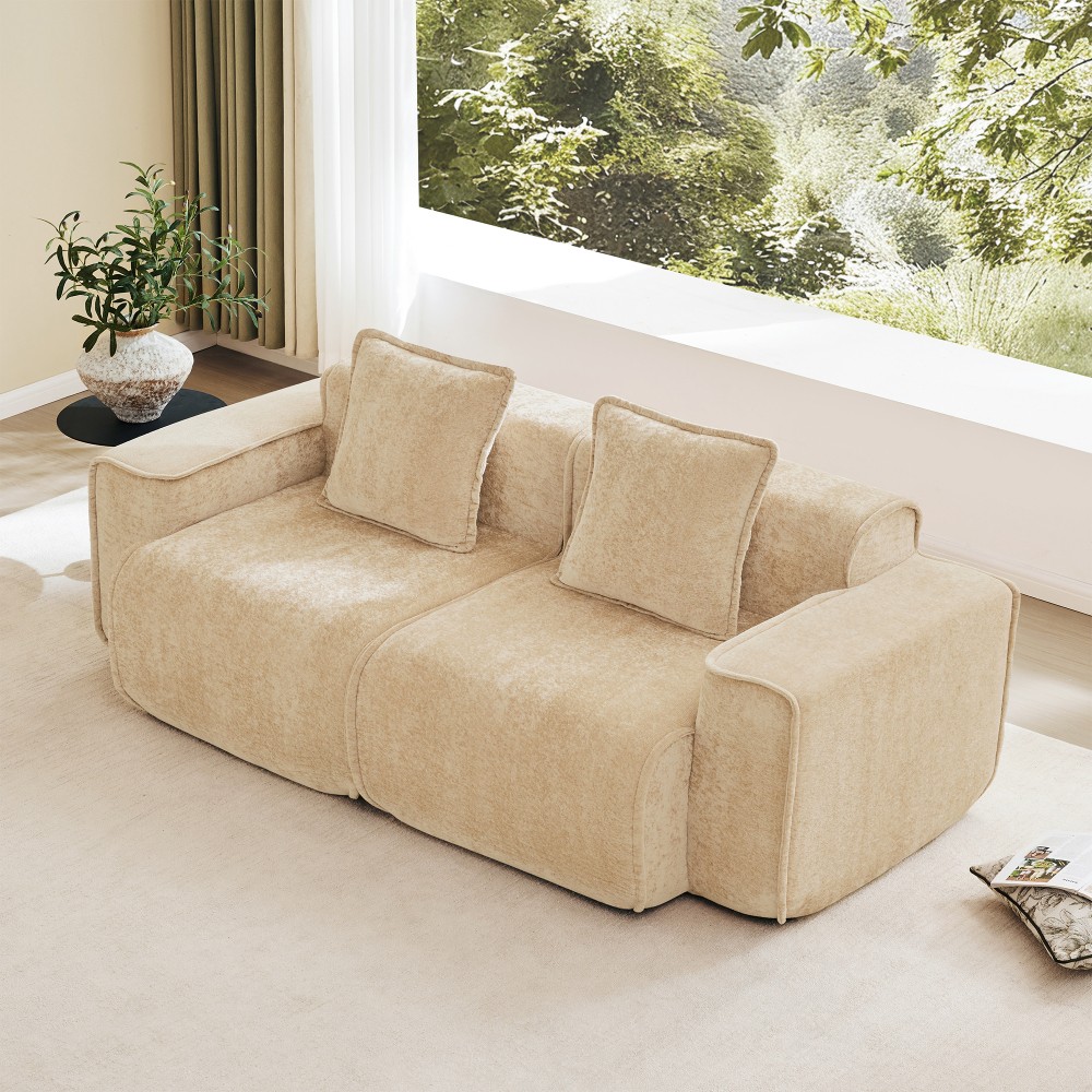 Harrison Velvet Sofa Light Camel, Modular Sectional w/No Assembly