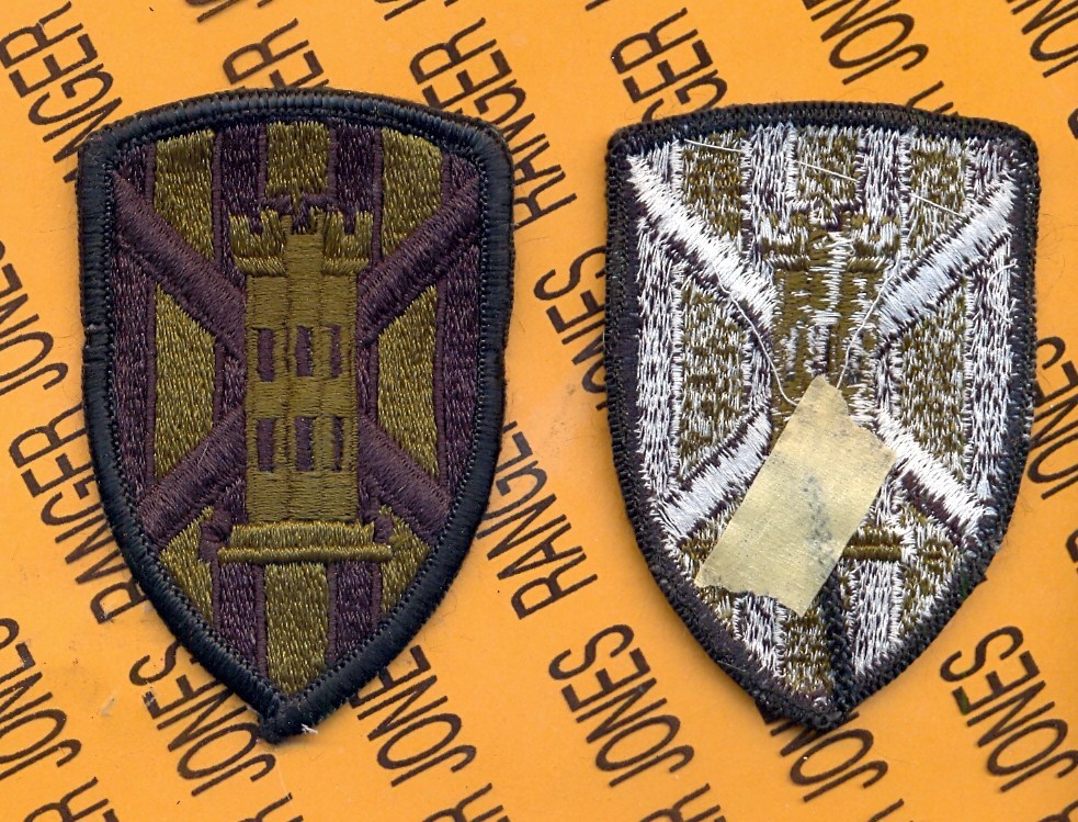 US Army 7th Engineer Brigade OD Green & Black uniform shoulder patch m/e
