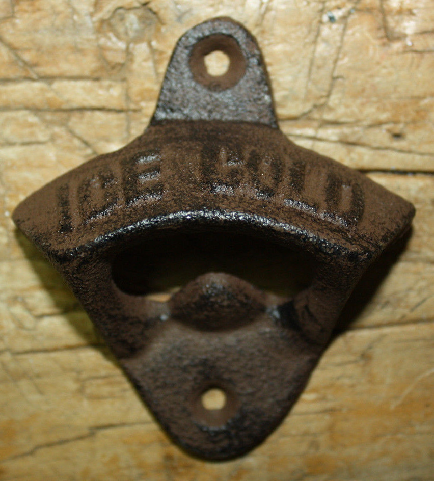 25 Rustic Cast Iron ICE COLD Vintage Style Wall Mount Beer Bottle Open Here