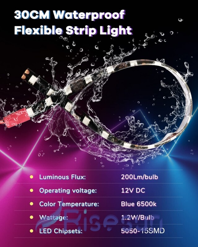 12V Tiras de Luz 15LED para Carros Coche Motos Camión Embarcación Luces Decor