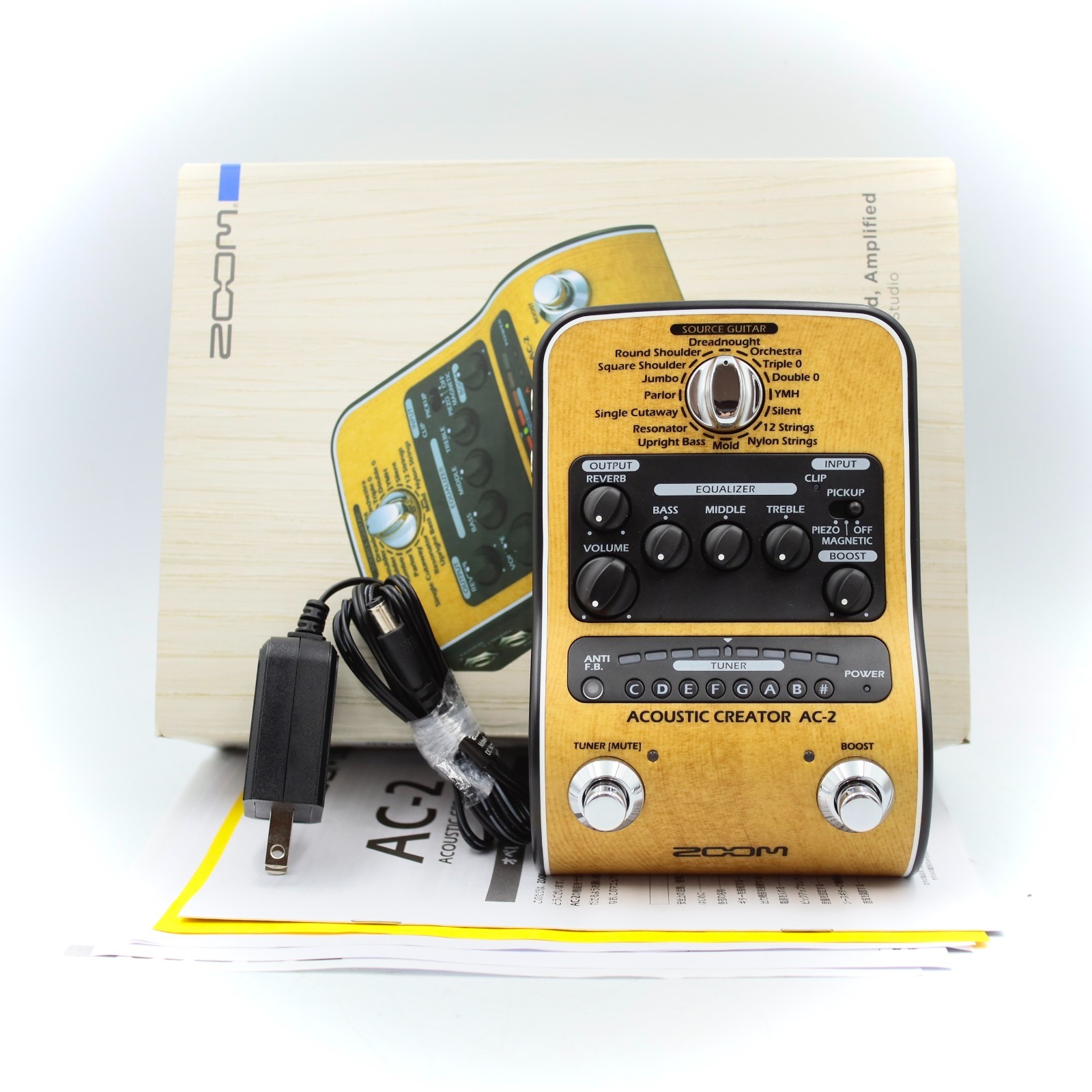 ZOOM AC-2 Acoustic Creator With Original Box Power Supply Effect Pedal