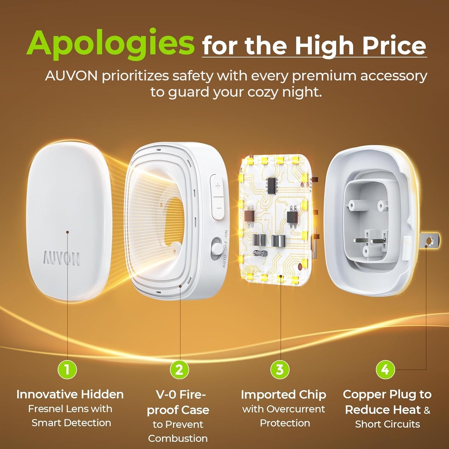 AUVON Plug-in LED Backlit Night Light with Motion Sensor & Dusk to Dawn Sensor,