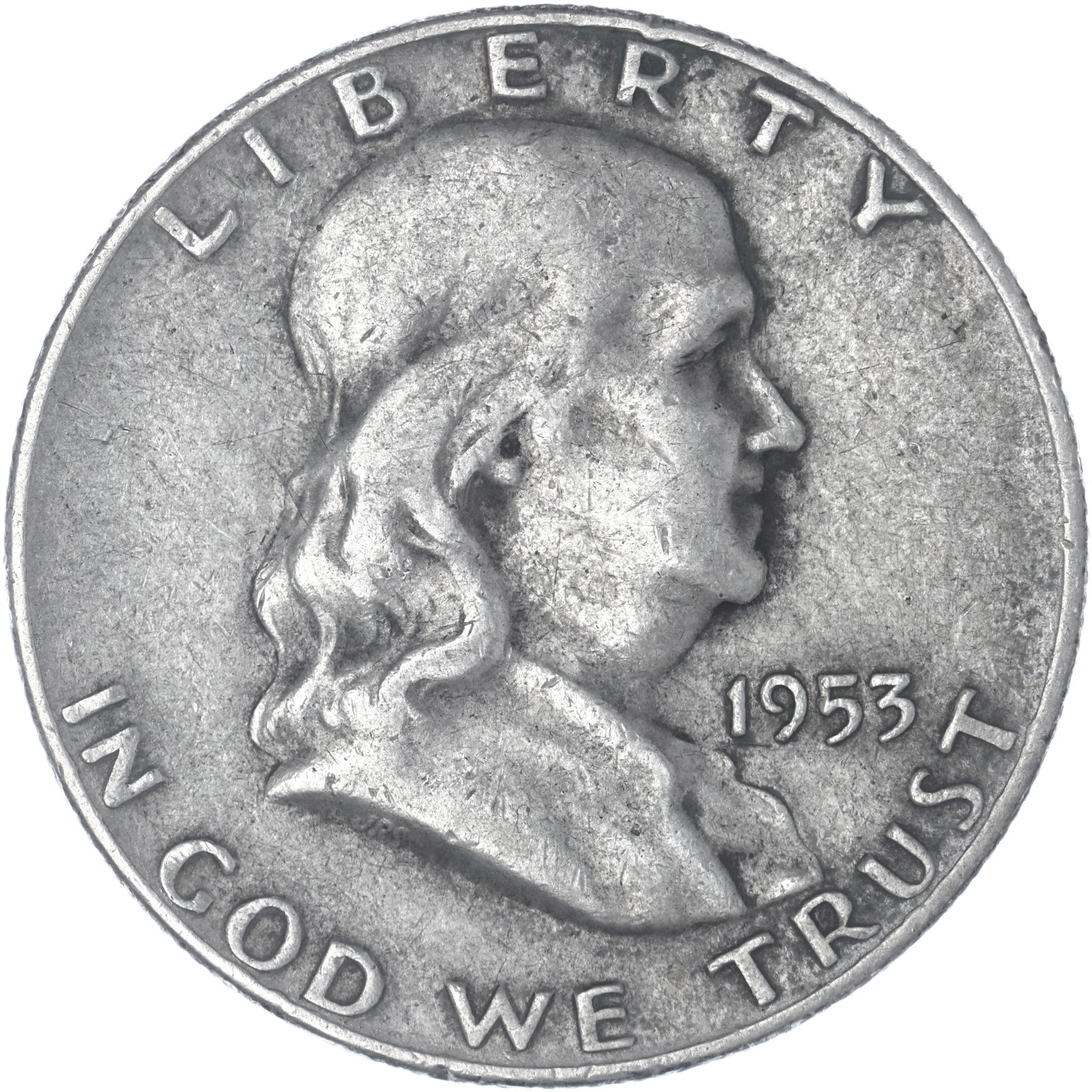 1953 D Franklin Half Dollar Fine 90% Silver See Pics G294