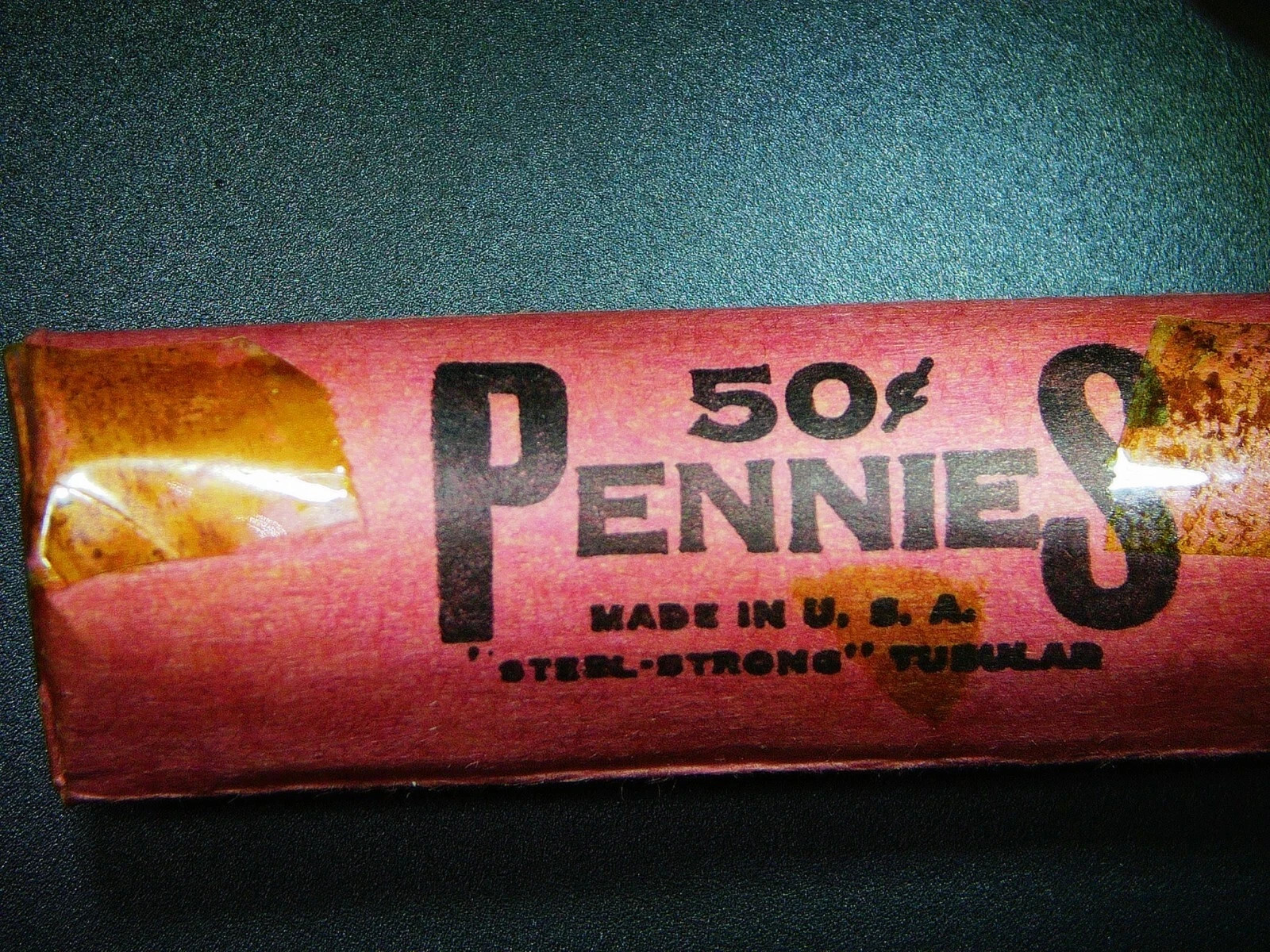 RARE OLD VINTAGE INDIAN HEAD PENNY ROLL (50) LOT SEALING TAPE IS YELLOWED R-1