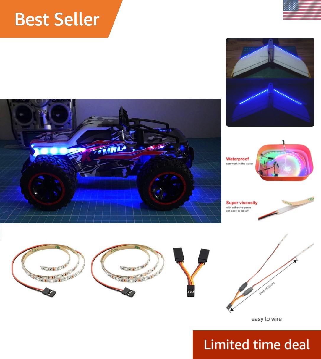 Upgrade Your RC Vehicles with Blue LED Light Strips – Universal Fit, Set of 2