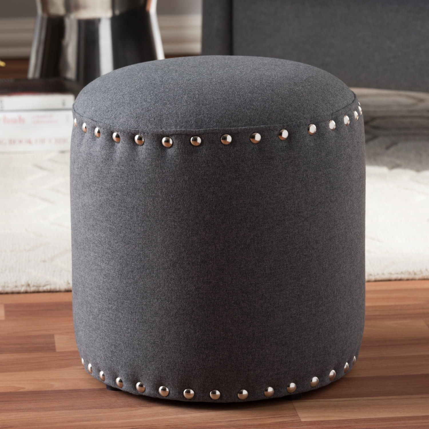 Modern minimalist dark gray fabric cushion