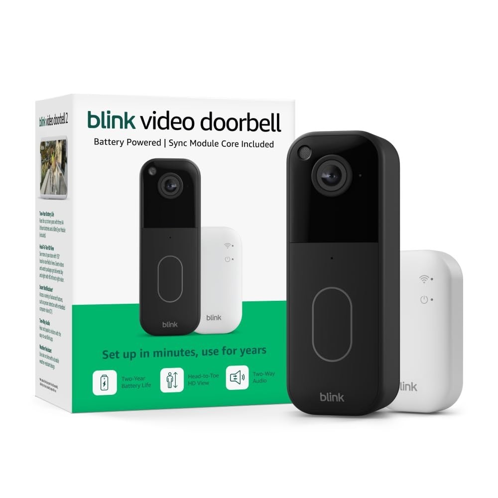 New Blink Video Doorbell – Head-to-toe HD view, with Sync Module Core, Fast Ship