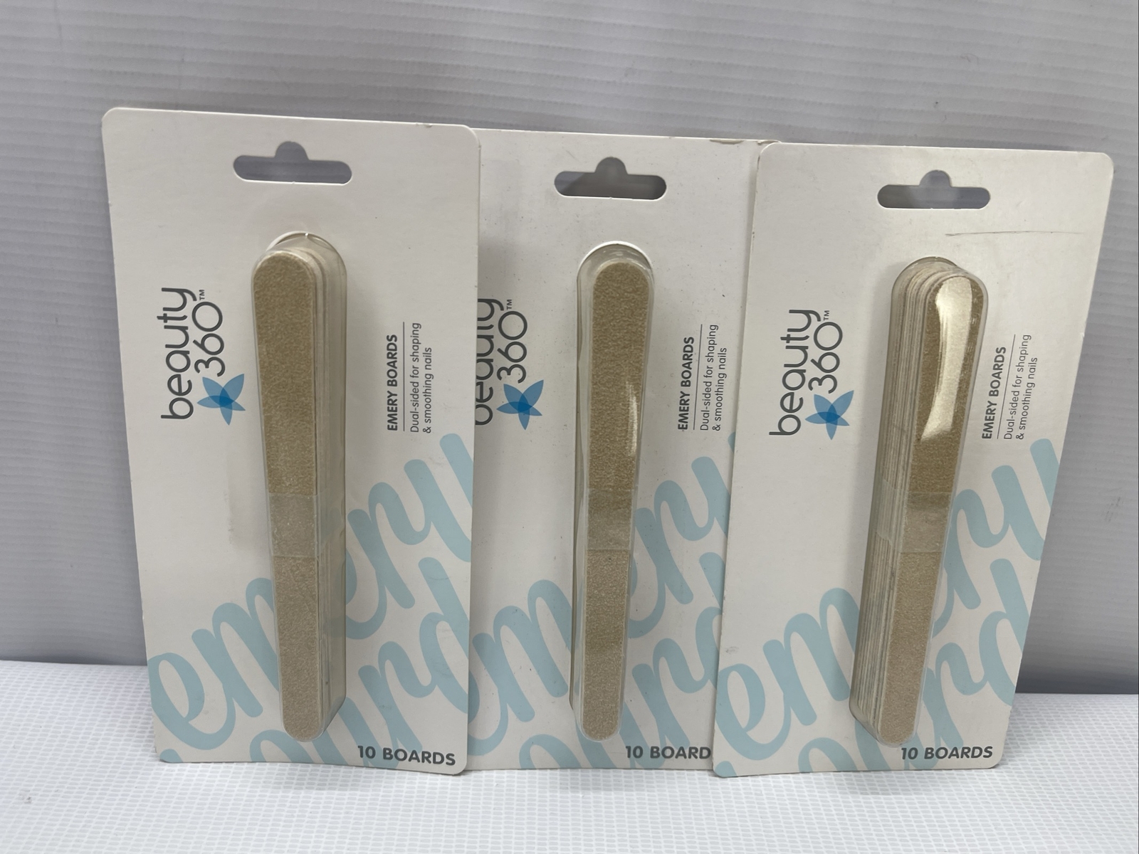3 Packs Beauty 360 Emery Boards Dual Sided All-Purpose Nail Touch Ups 10 Ct Each