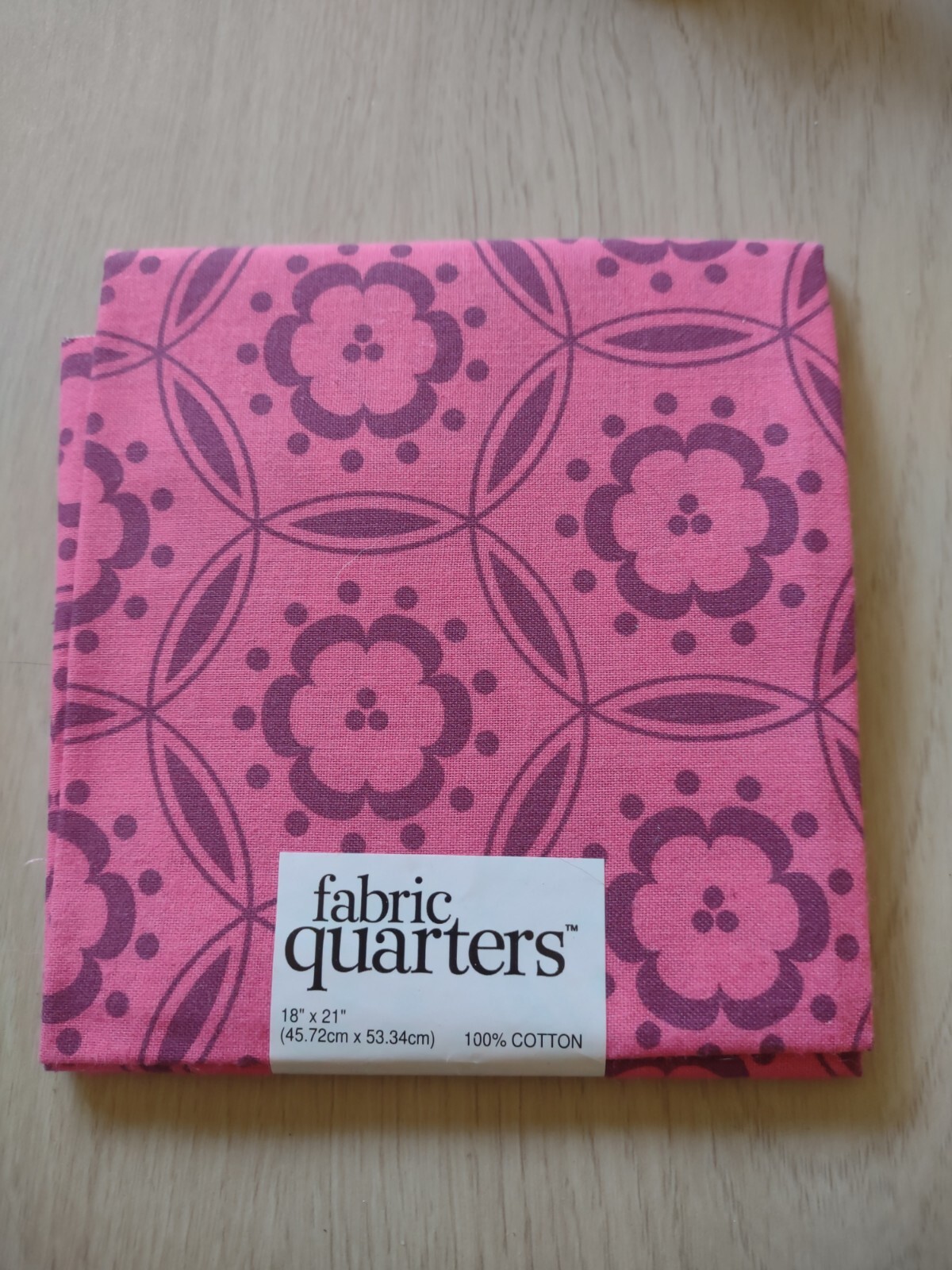 Pink And Magenta 100 Percent Cotton Fat Quarter In Original Packaging