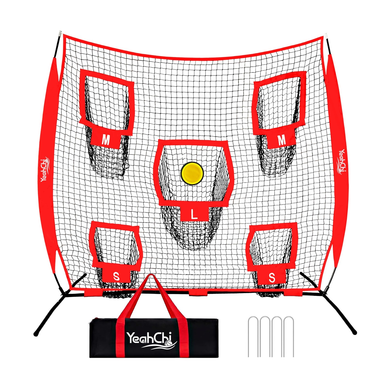 7x7ft Football Throwing Net with 5 Different Sized Targets,Circular Target fo...
