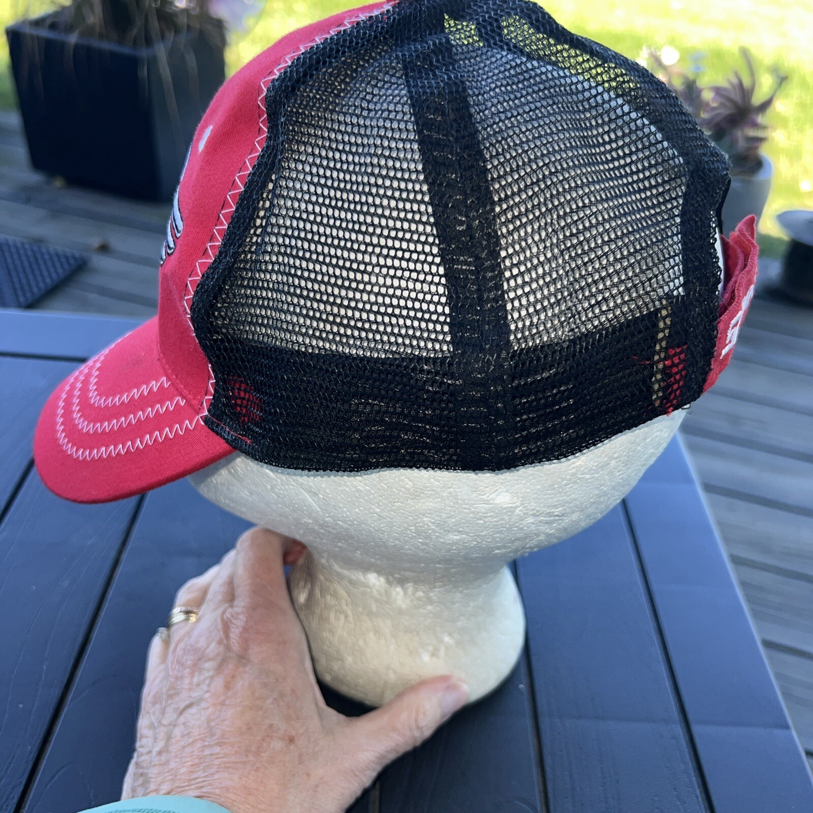 Snap on Tools Rock & Roll Cab Express Red Black Trucker Hat Cap Unique Topstitch