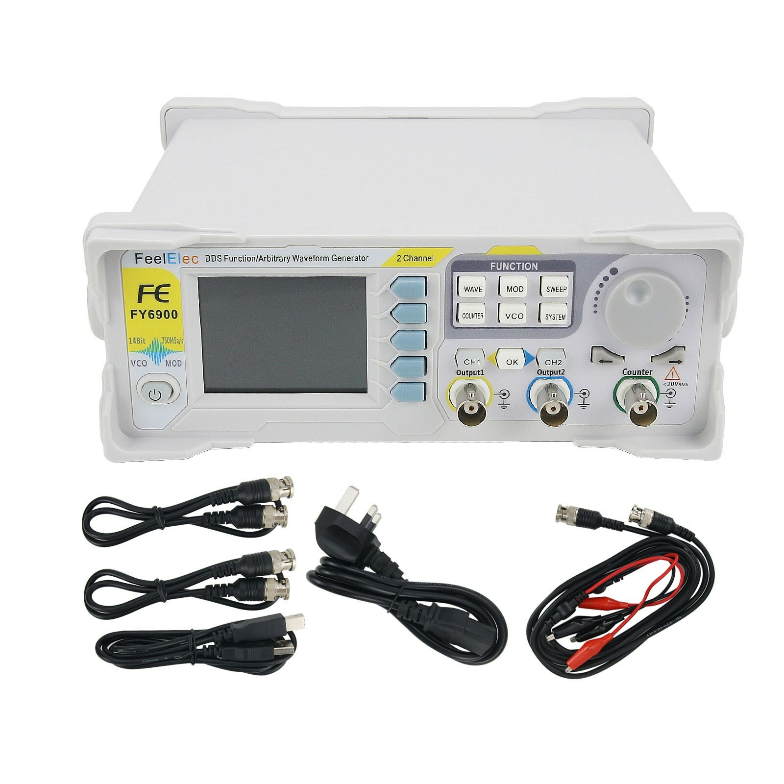20MHz-100MHz Function Arbitrary Waveform Signal Generator DDS 2-Channel FY6900