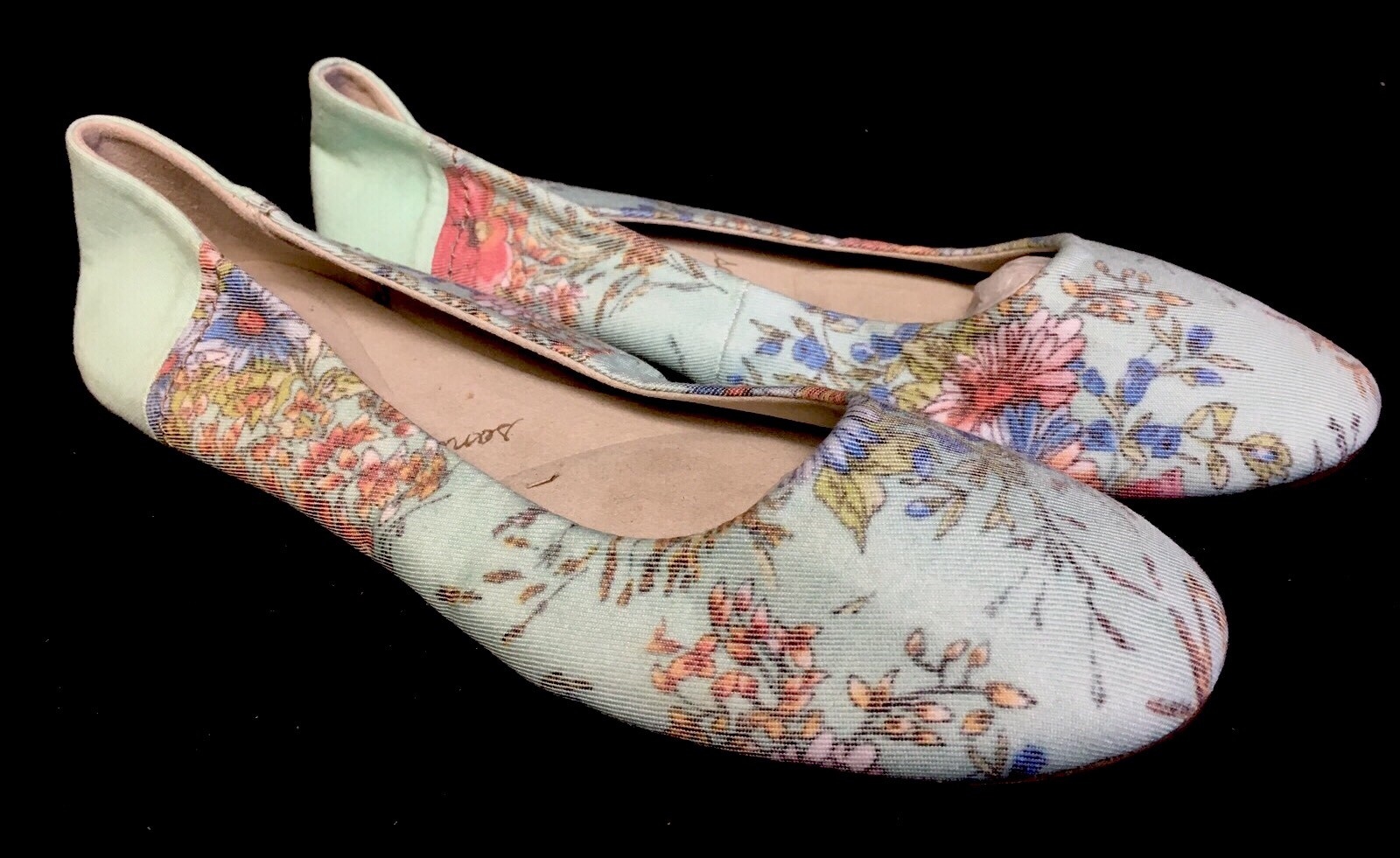 SANUK YOGA EDEN Mint / Floral BALLET FLATS SHOES US 7 EU 38 Green Teal Flowers