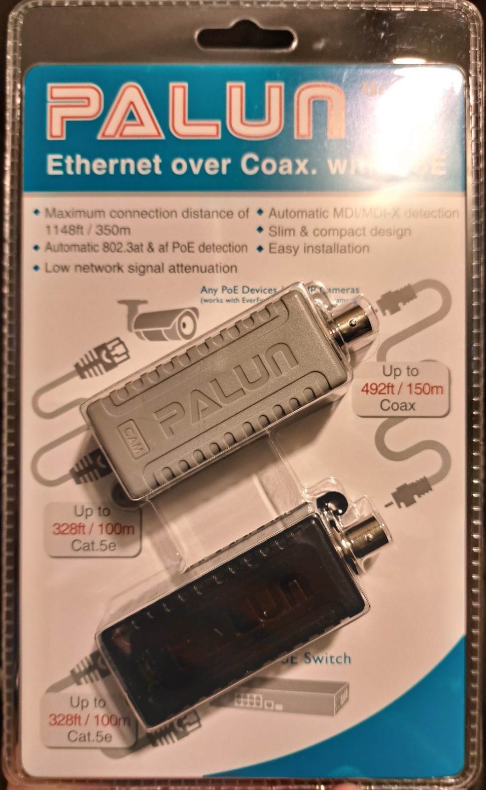 EverFocus PALUN Ethernet over Coax. with PoE