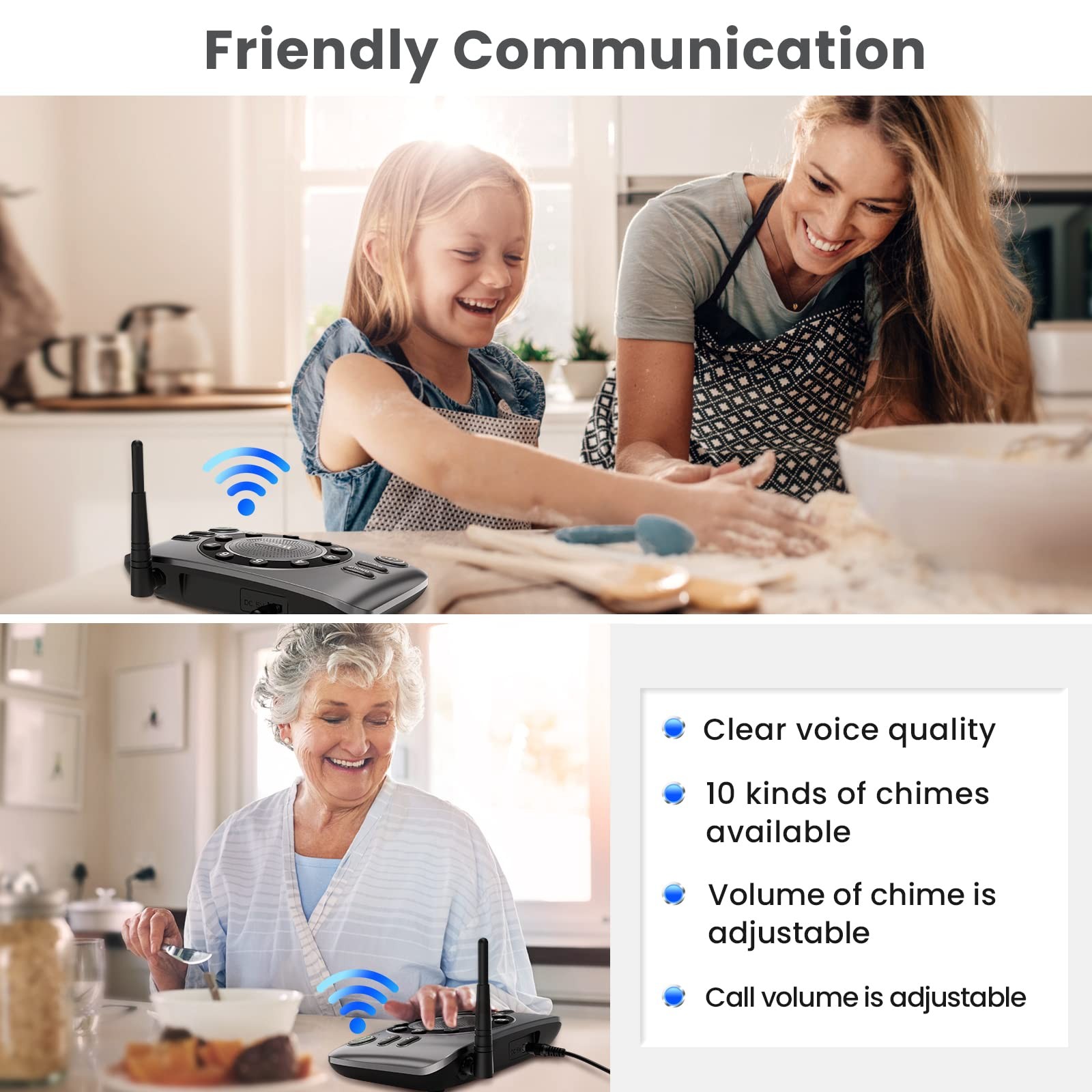 Updated Two-Way Wireless Intercoms Full Duplex for Home Communication 10-Channel