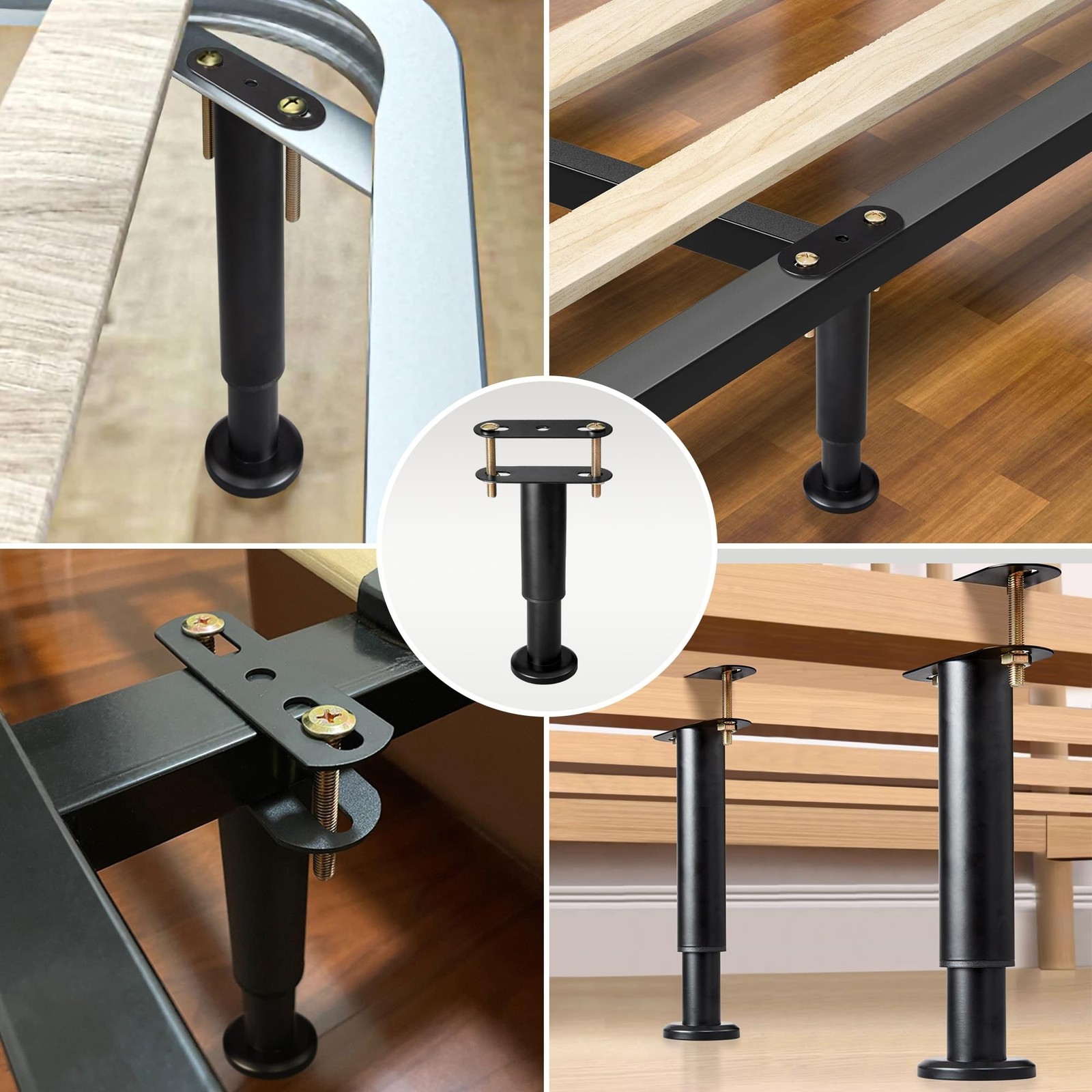 Adjustable Height Bed Frame Center Support Legs Replacement with Wider Base,B...